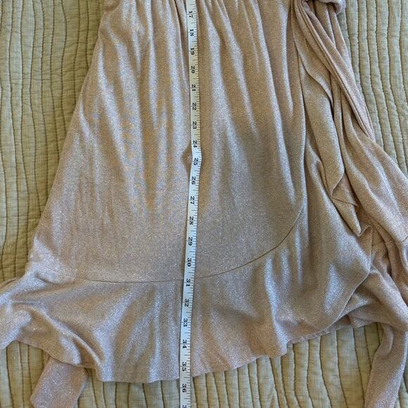 LAUREN CONRAD Balloon Sleeve Wrap Dress NWT Shimmer Blush Pink Sz XS - Picture 7 of 8